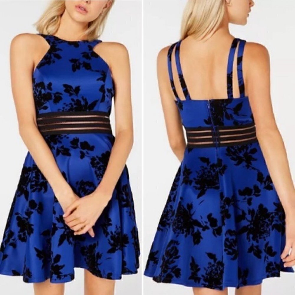 City Studios Juniors' Velvet Floral Dress